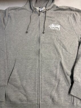 Men's Stussy Gray Zip-Up Hoodie